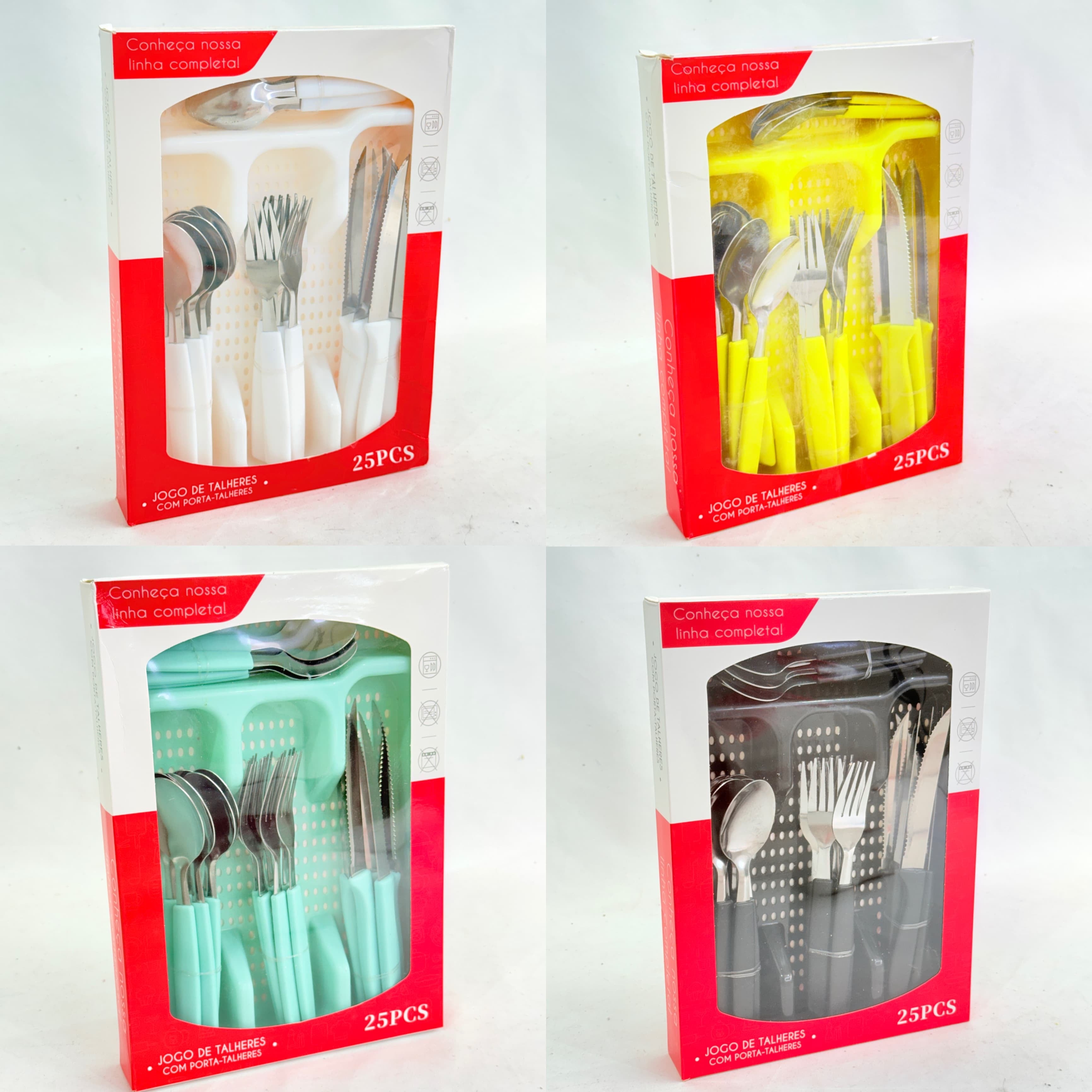 SET DE CUBIERTOS CON ESCURRIDOR 25 Pcs