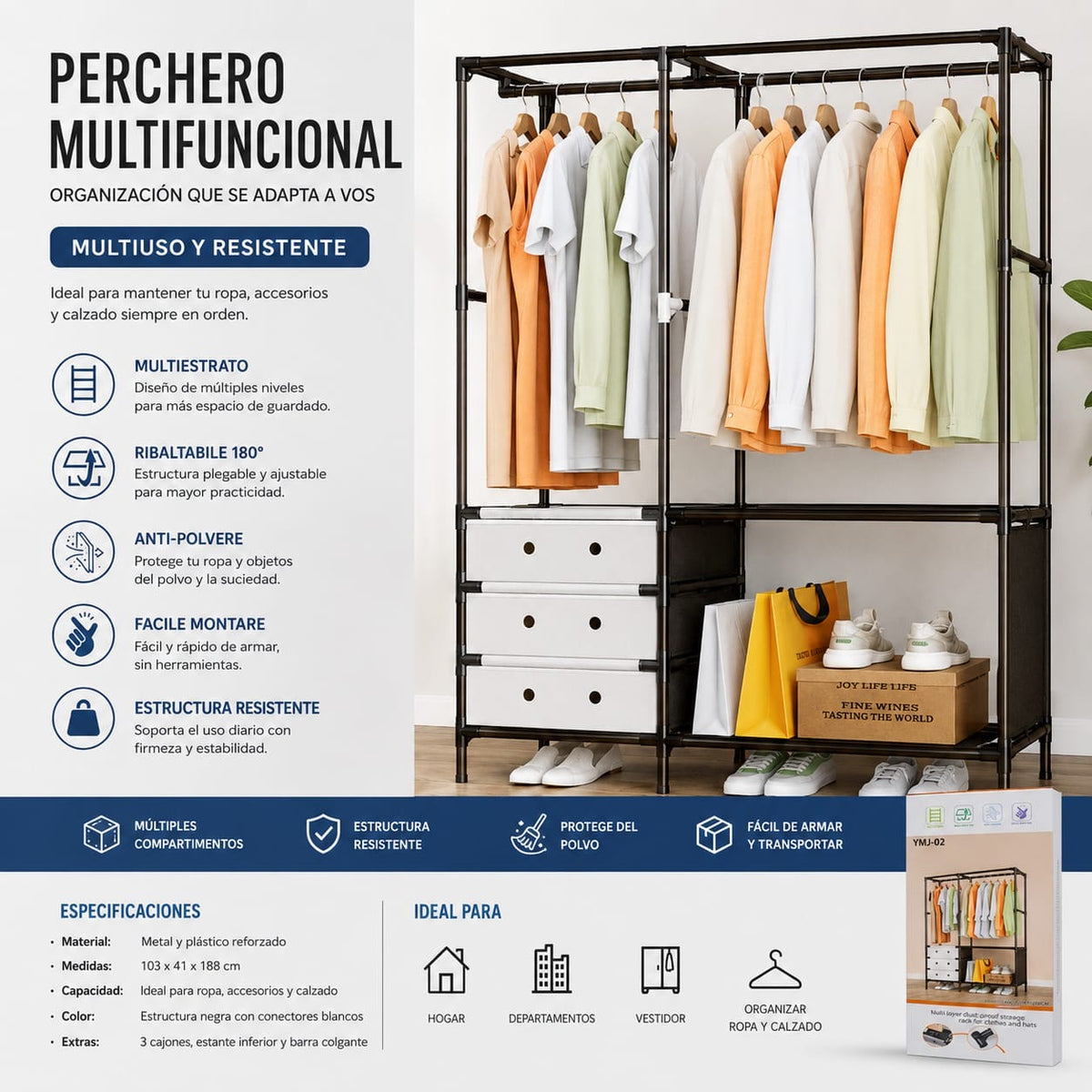 PERCHERO ORGANIZADOR MULTIFUNCIONAL