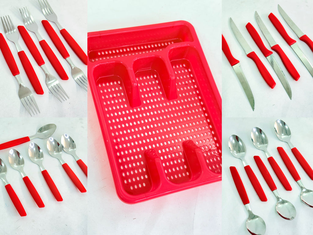 SET DE CUBIERTOS CON ESCURRIDOR 25 Pcs