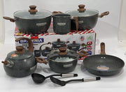 JUEGO DE OLLAS BRIKENIA - ROCA VOLCÁNICA 11 PCS