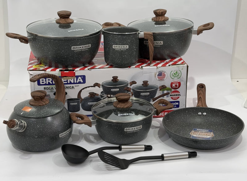 JUEGO DE OLLAS BRIKENIA - ROCA VOLCÁNICA 11 PCS