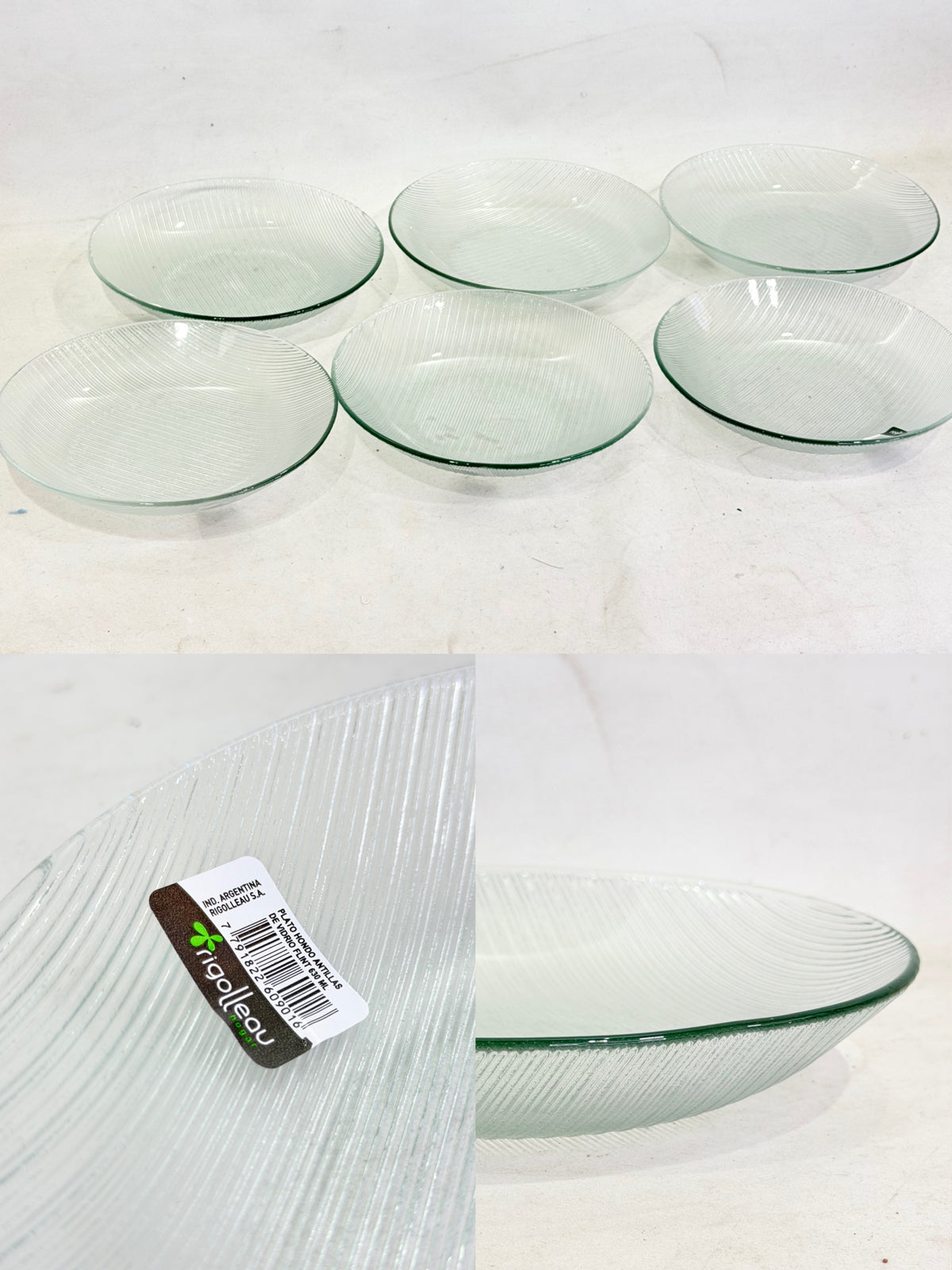 SET 6 PLATO DE VIDRIO HONDO | RIGOLLEAU