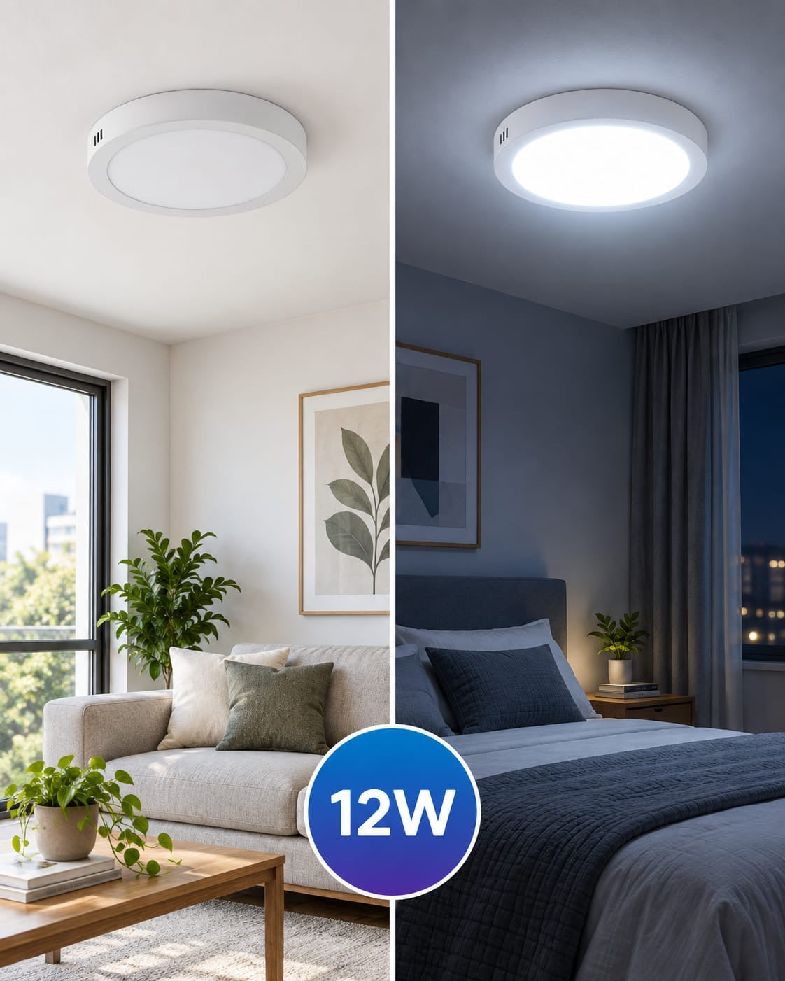 PLAFON LED REDONDO Y CUADRADO ETHEOS 12W