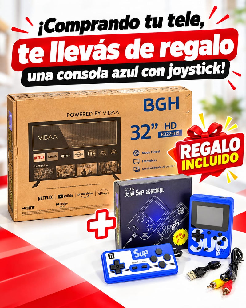 SMART TV BGH 32” HD + CONSOLA SUP DE REGALO
