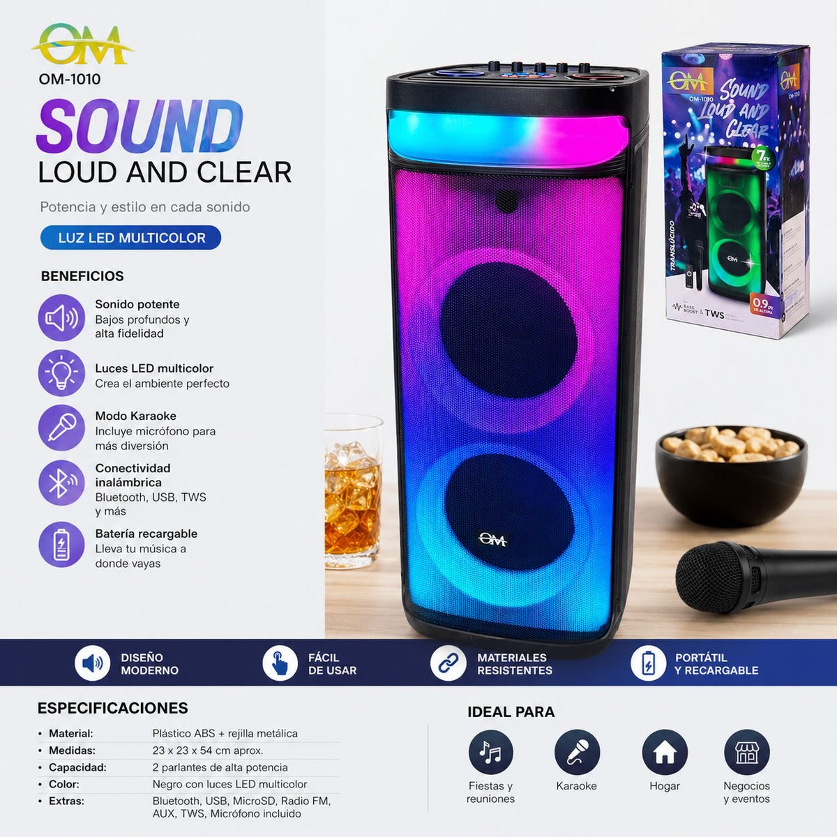 PARLANTE TORRE DE SONIDO 10X2” OM