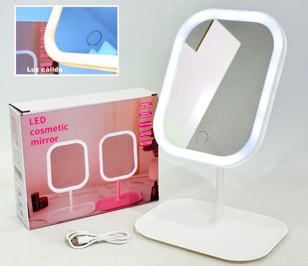 ESPEJO LED COSMETICO RECARGABLE