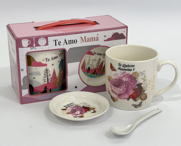 REGALO PARA MAMÁ | SET DE TAZA CON PLATILLO Y CUCHARA