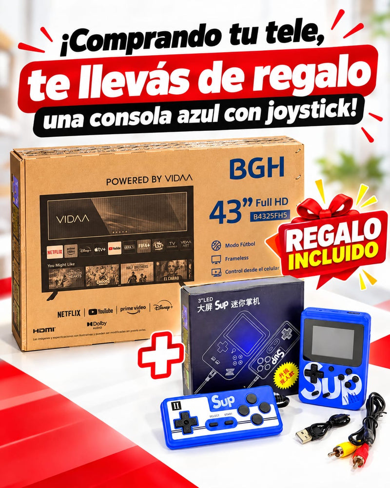 SMART TV BGH 43” FULL HD + CONSOLA SUP CON JOYSTICK DE REGALO