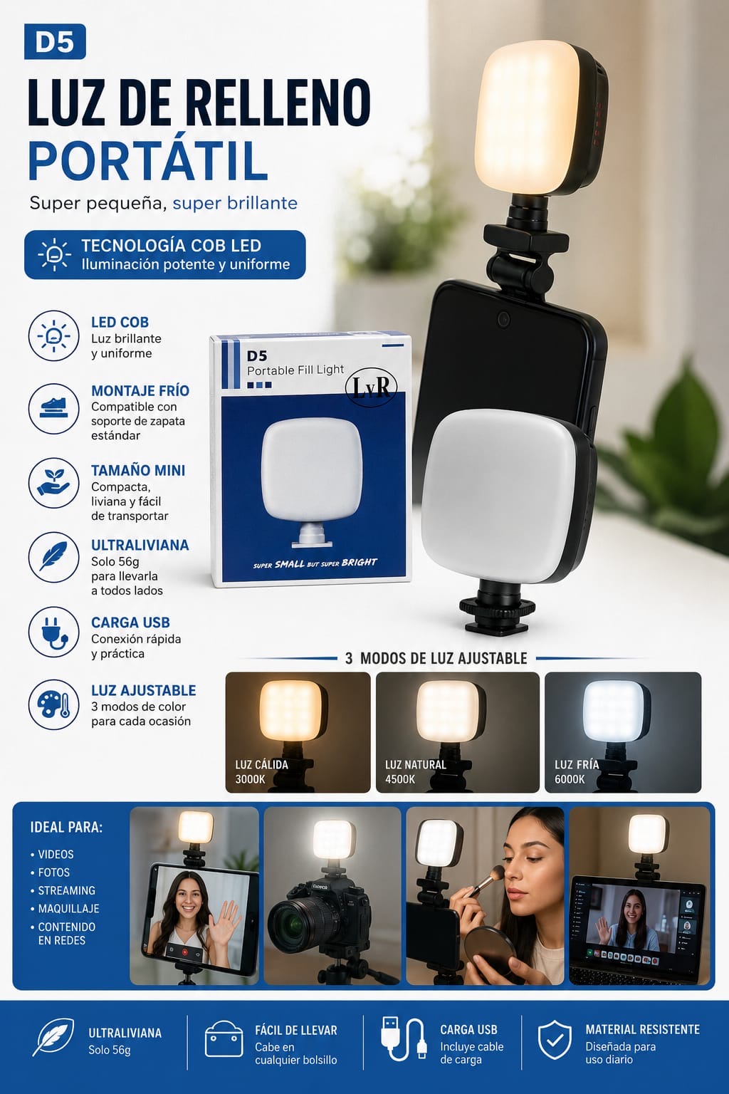 LUZ LED DE RELLENO PORTATIL