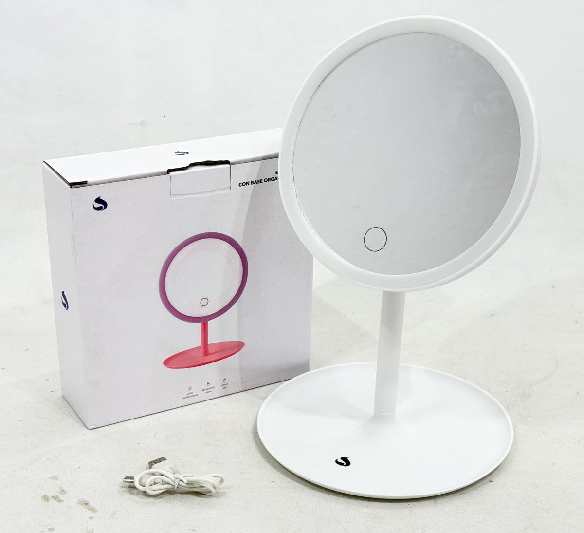 ESPEJO CON LUZ LED RECARGABLE SUONO