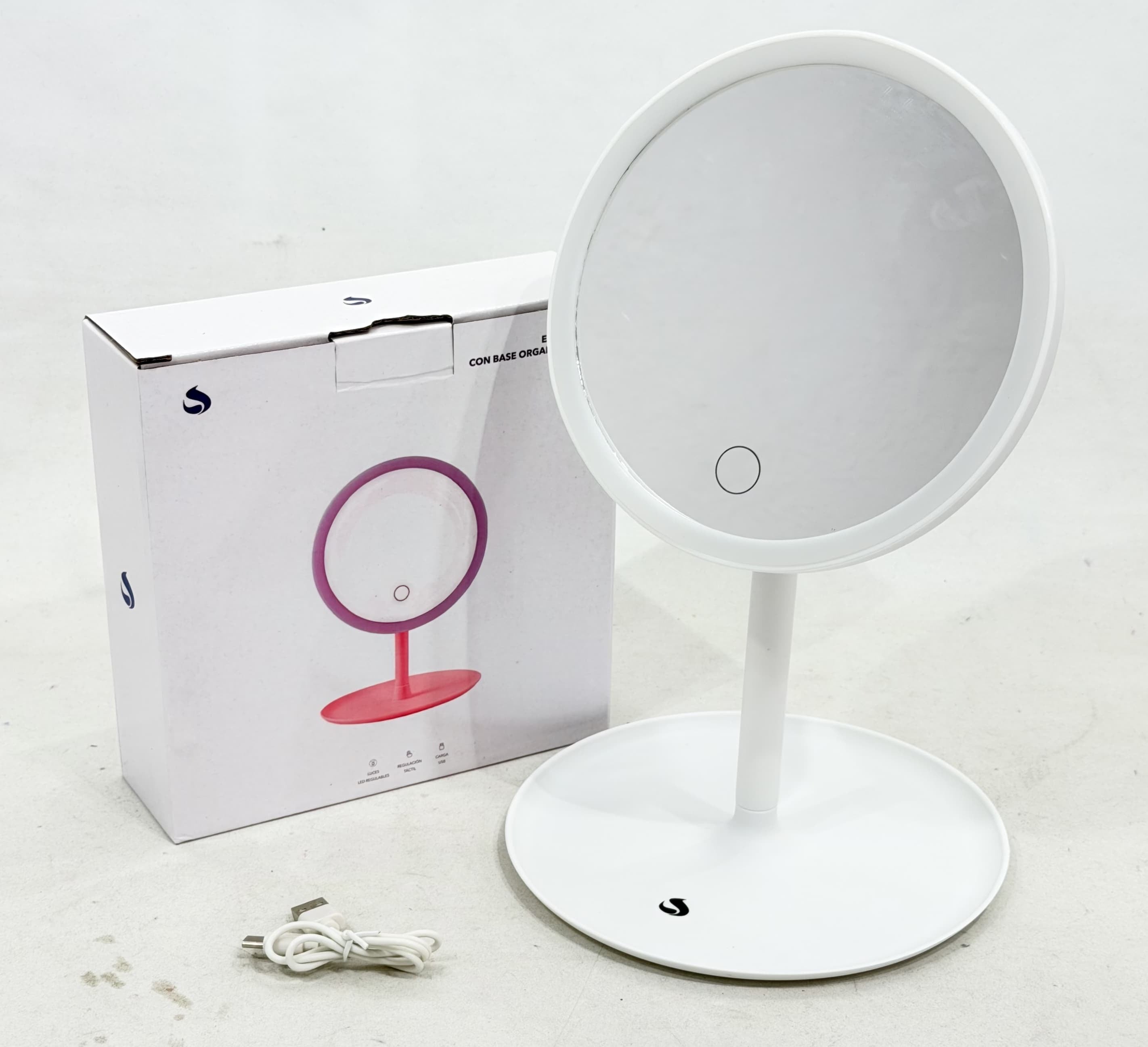 ESPEJO CON LUZ LED RECARGABLE SUONO