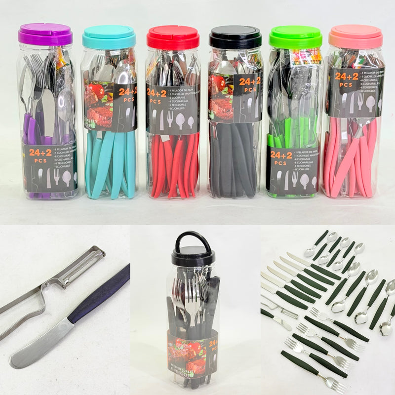 JUEGO DE CUBIERTOS TUBO 26 PCS