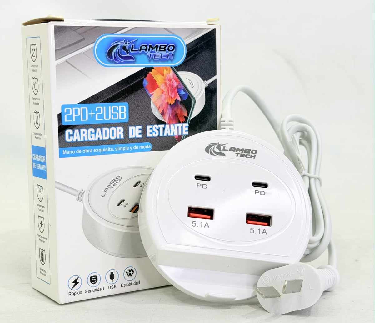 CENTRO DE CARGA DOBLE USB Y DOBLE TIPO-C