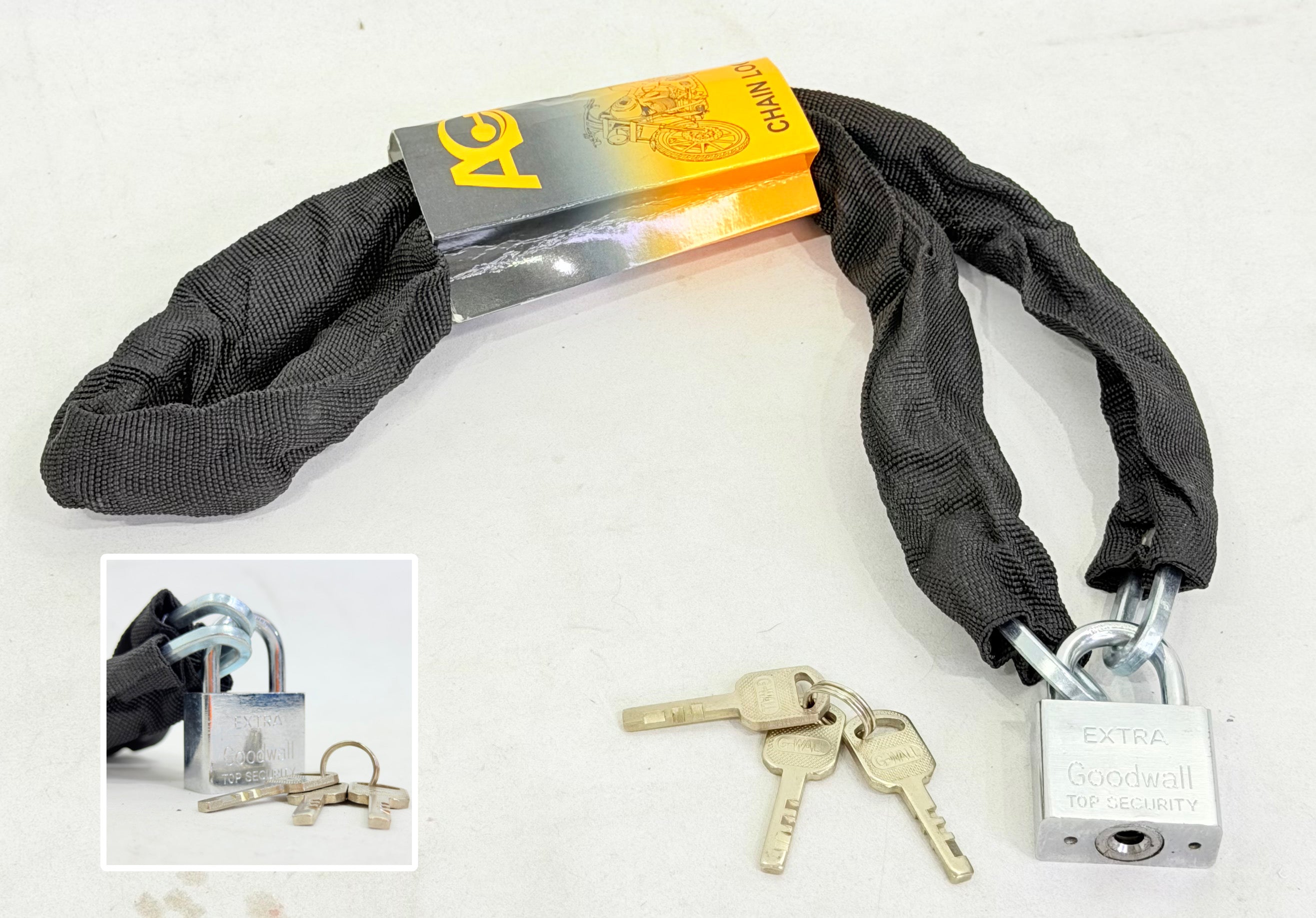 CADENA REFORZADA CON CANDADO PARA MOTO O BICI