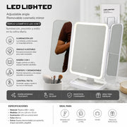 ESPEJO TOCADOR LED MULTILUZ RECARGABLE