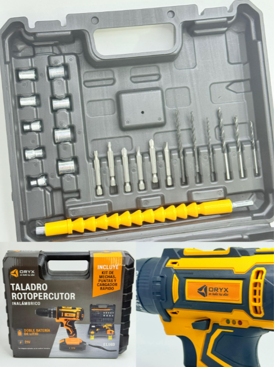 TALADRO ROTOPERCUTOR INALÁMBRICO ORYX– 21V