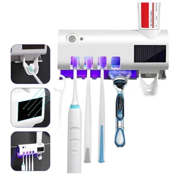 SOPORTE ORGANIZADO DE CEPILLOS DE DIENTES + ESTERILIZADOR ULTRA VIOLETA