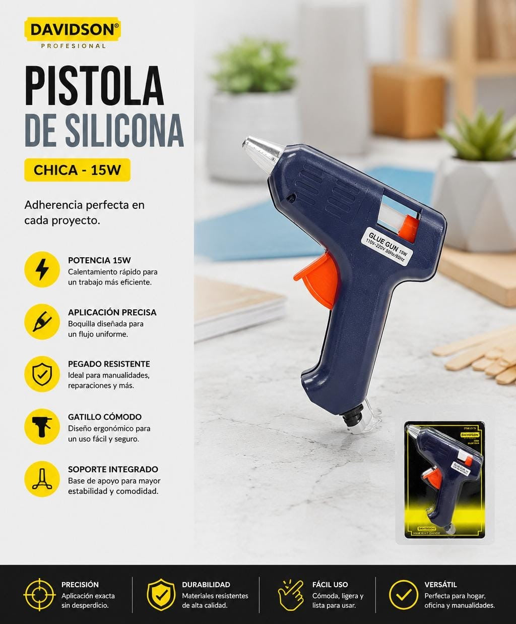 PISTALO DE SILICONA CHICA 15W | DAVIDSON