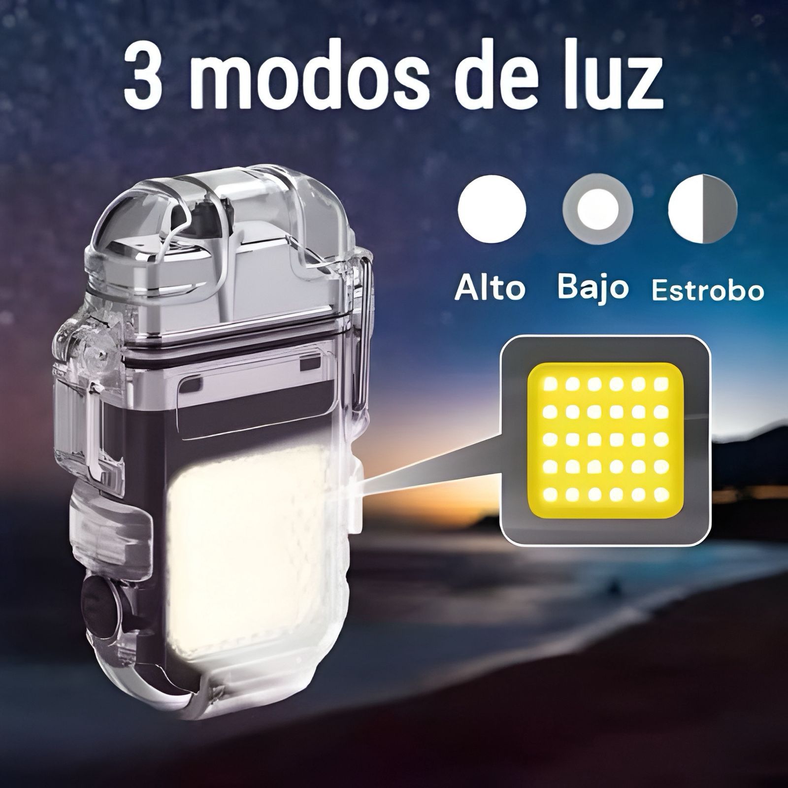 LINTERNA CON ENCENDEDOR ELÉCTRICO RECARGABLE