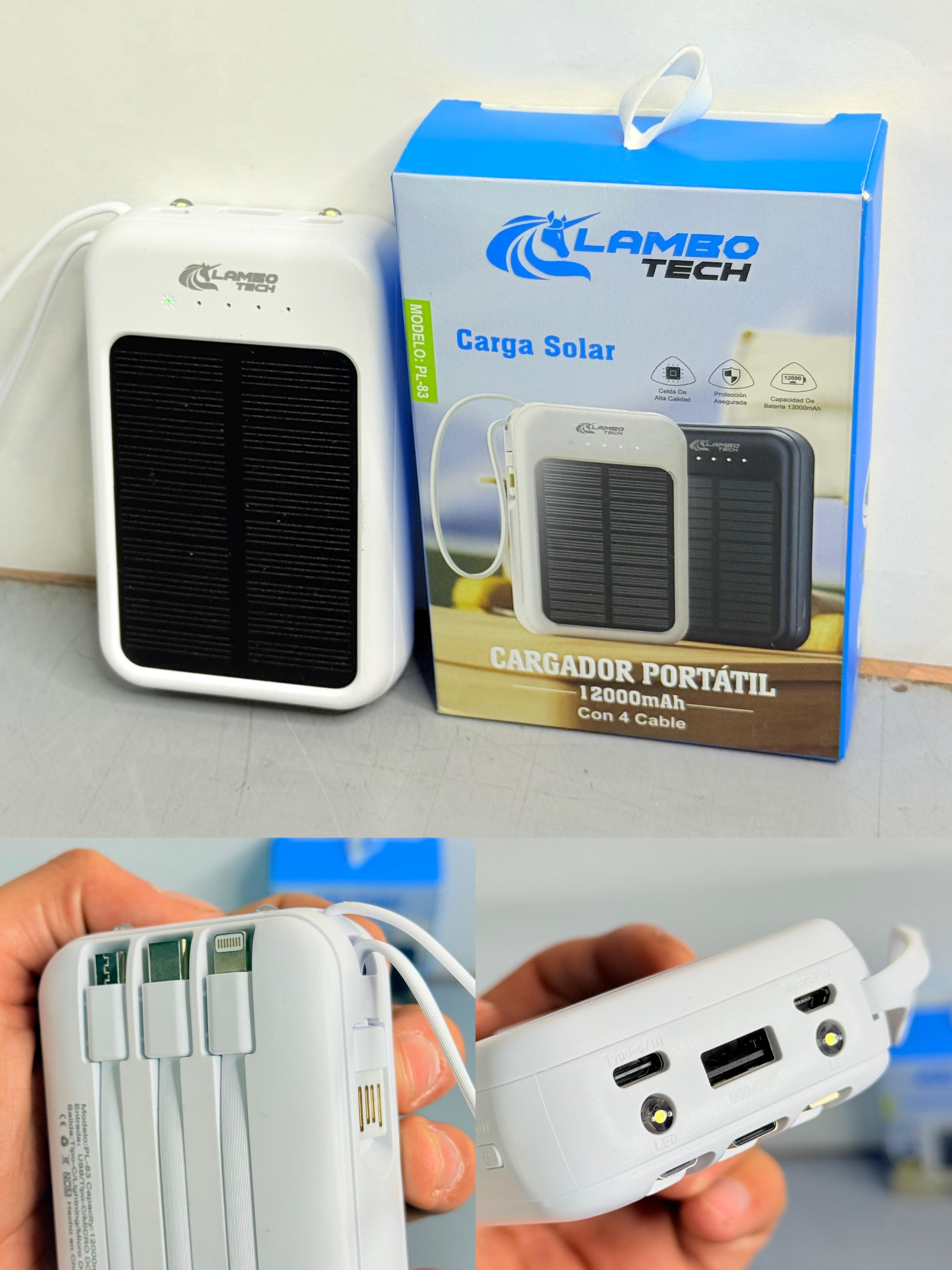 CARGADOR PORTÁTIL CON PANEL SOLAR | 12000 mAh