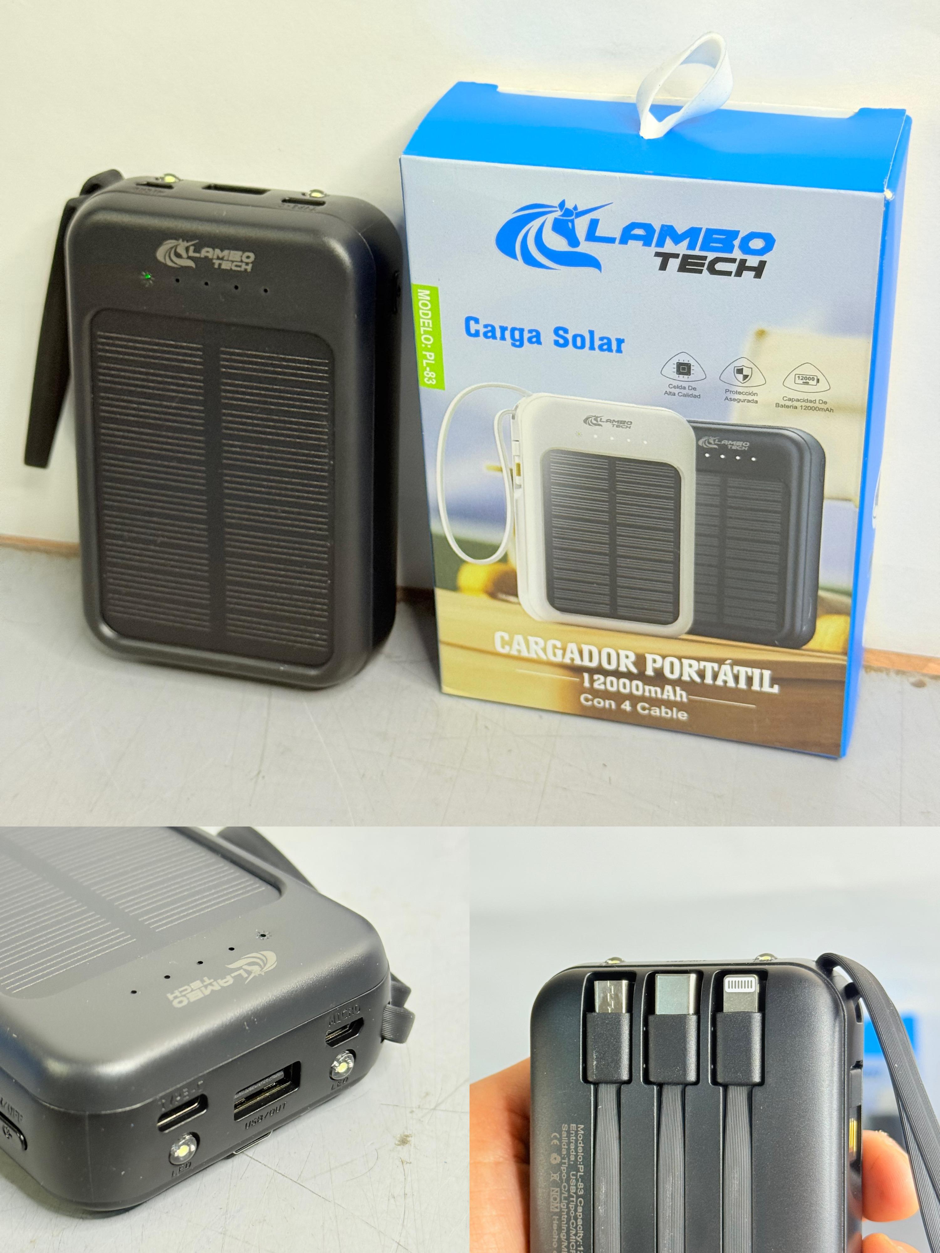 CARGADOR PORTÁTIL CON PANEL SOLAR | 12000 mAh