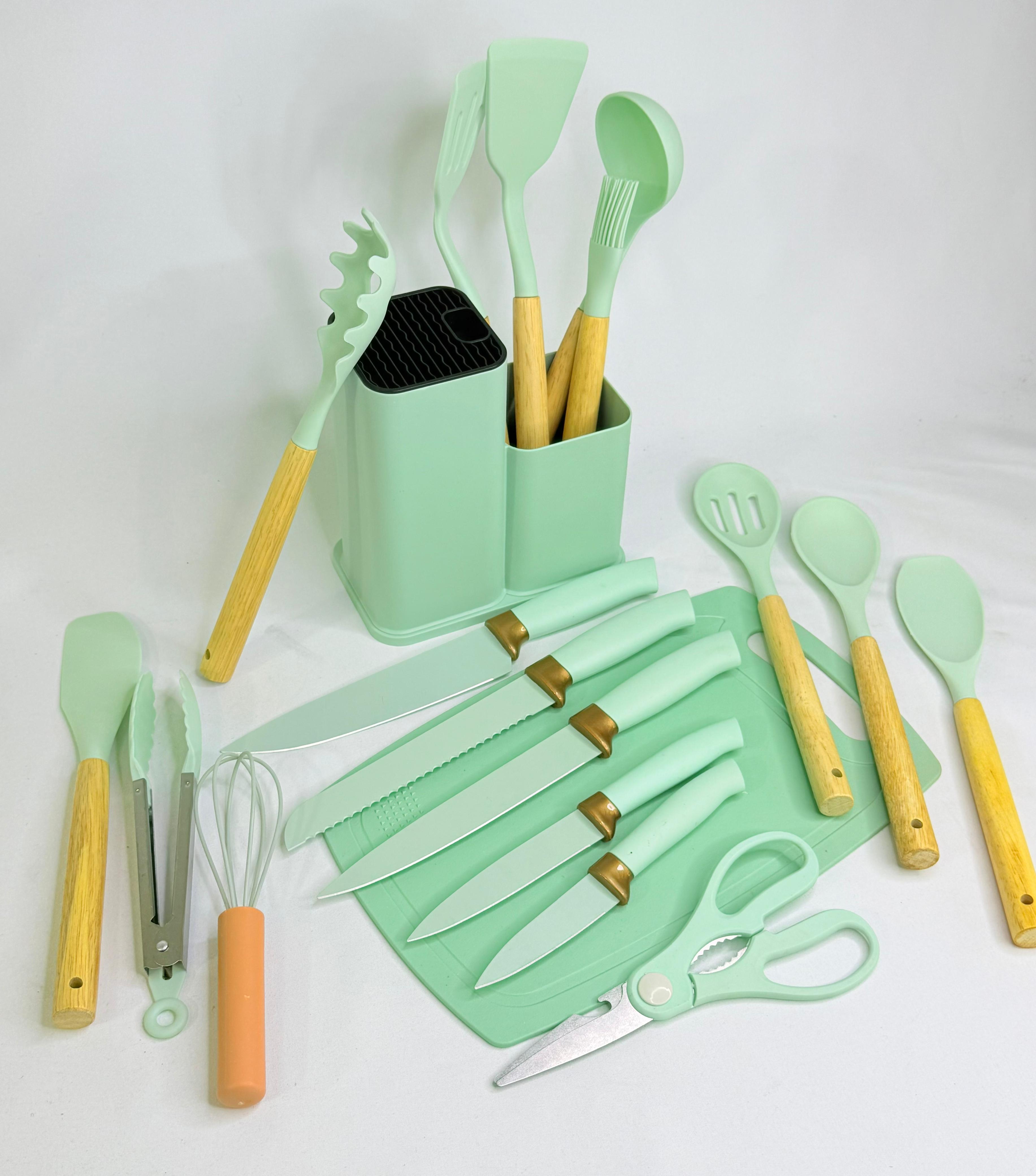 SET DE UTENSILIOS DE COCINA DE SILICONA 19 PCS