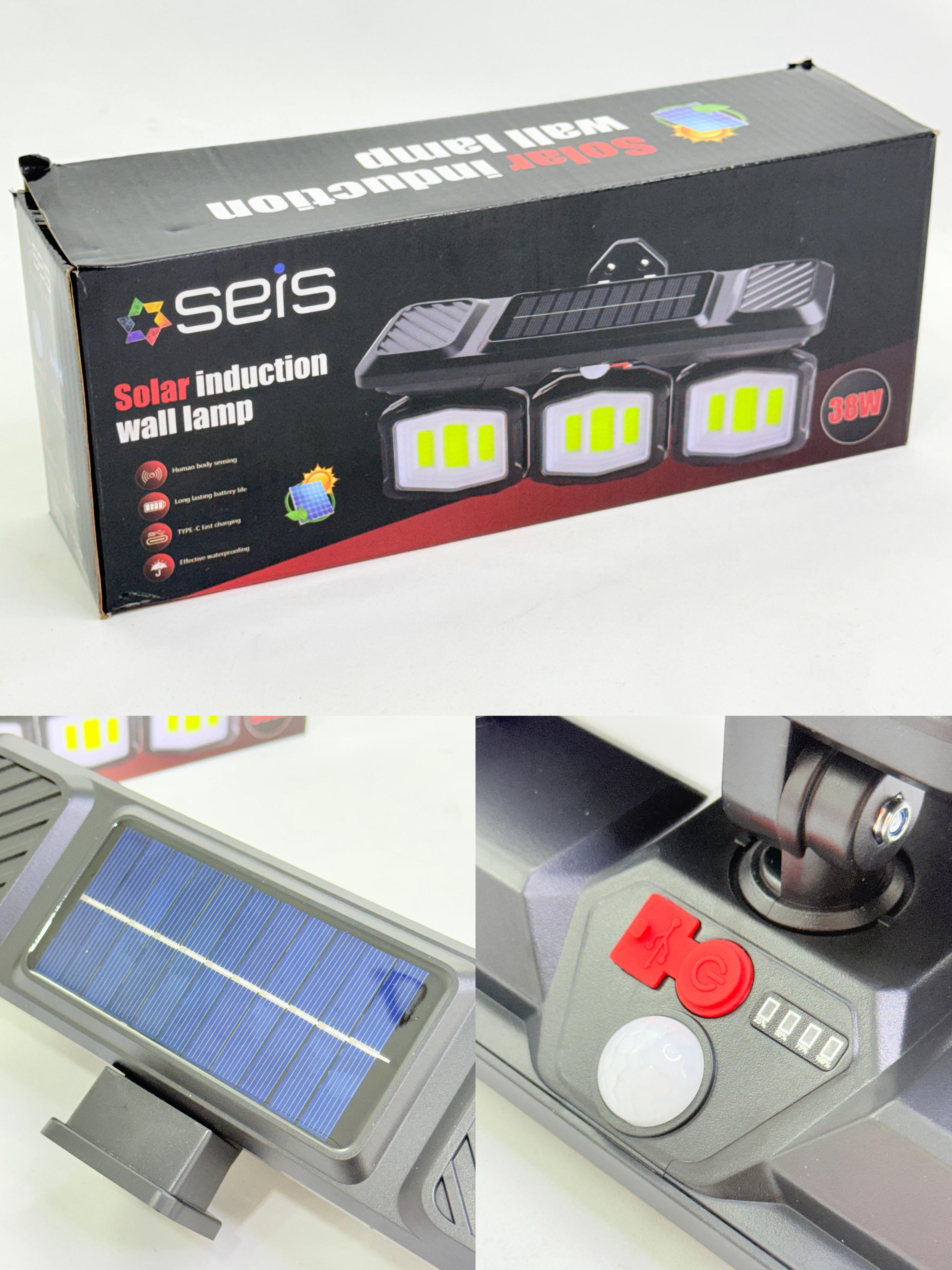 LÁMPARA SOLAR LED TRIPLE 38W SEIS