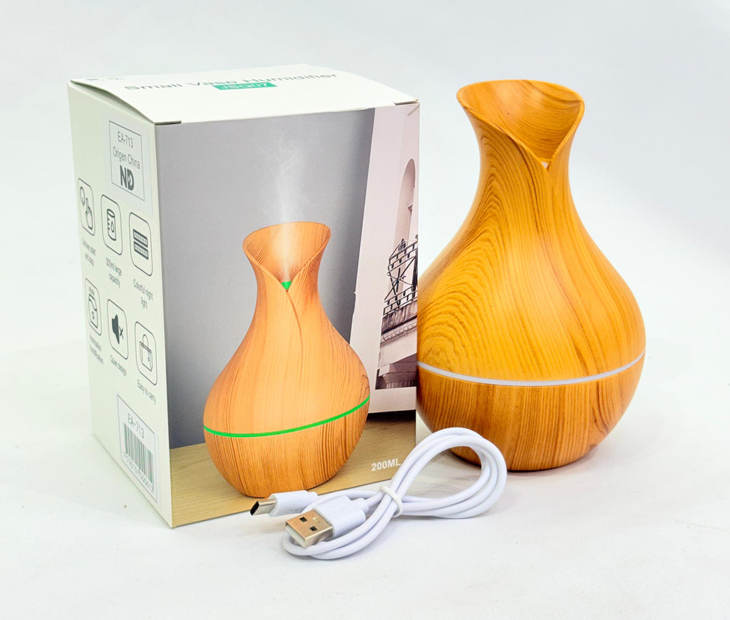 HUMIDIFICADOR AROMATIZADOR EFECTO MADERA CON LUZ RGB