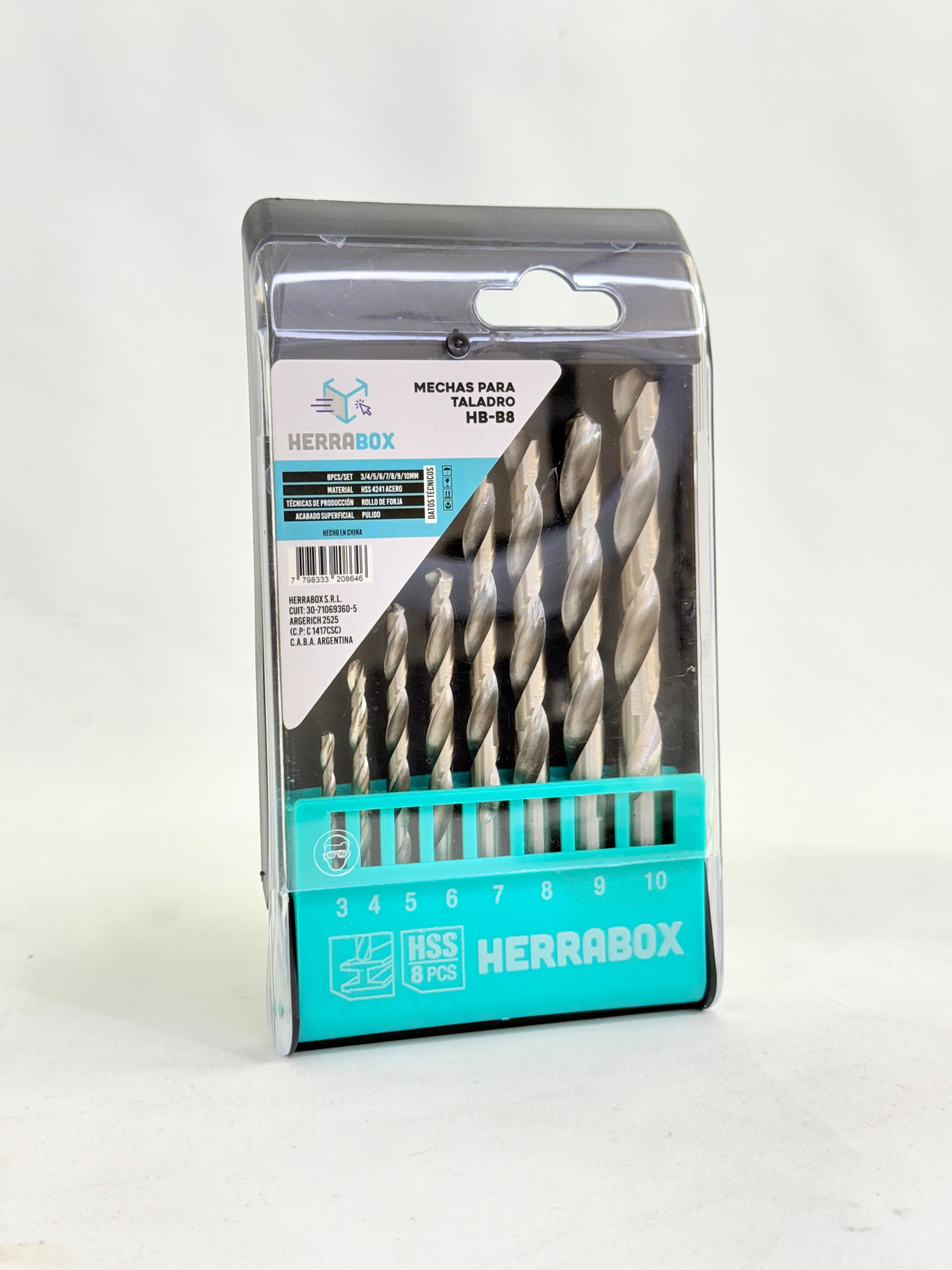 SET DE MECHAS PARA TALADRO HERRABOX (HSS) | 8 PCS