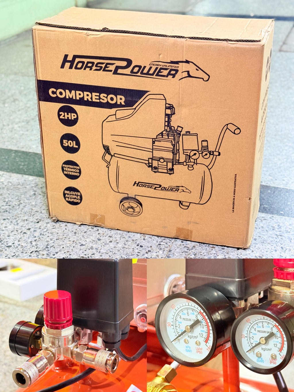 COMPRESOR DE AIRE HORSEPOWER 2HP 50L