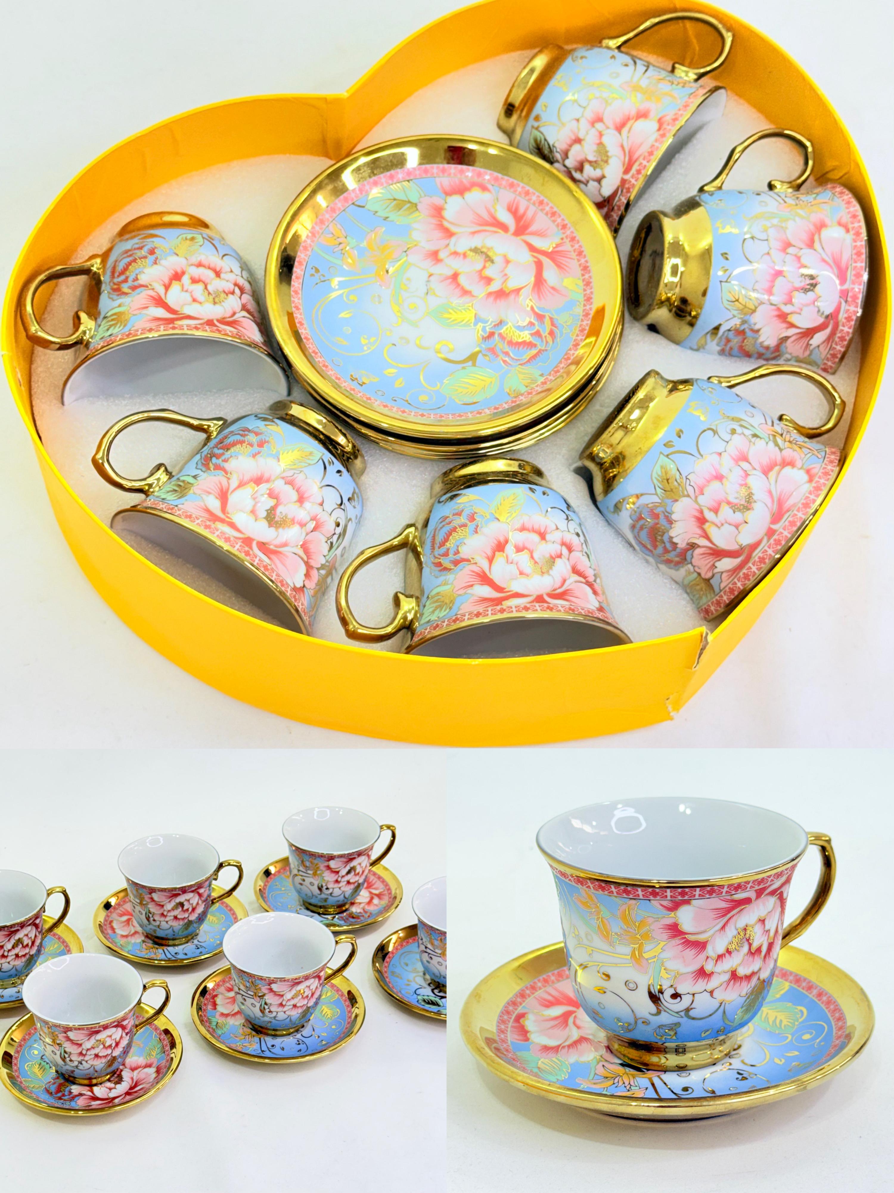 JUEGO DE TAZAS DE TE Y PLATILLO 6 PCS