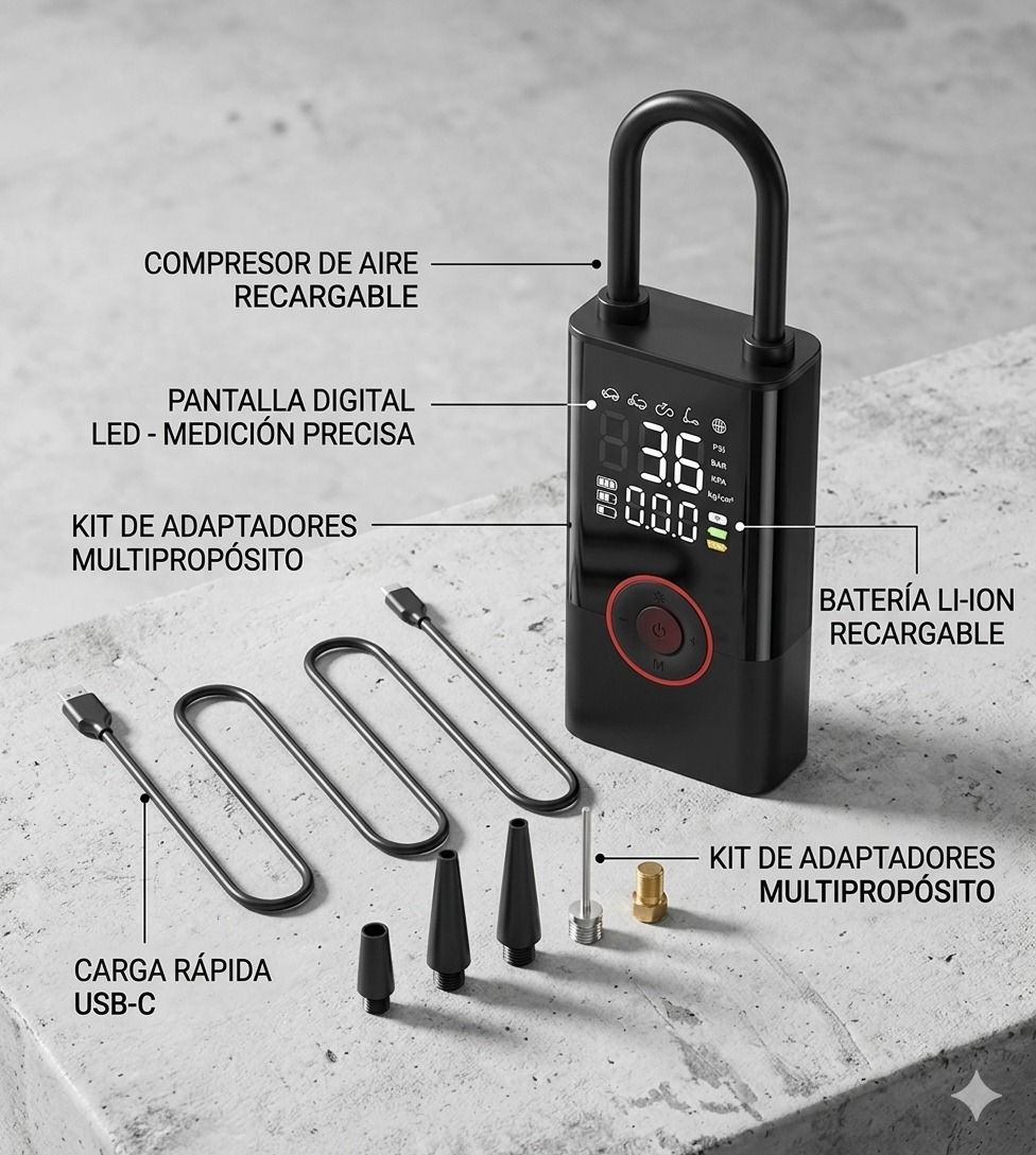 COMPRESOR PORTÁTIL RECARGABLE LAMBOTECH