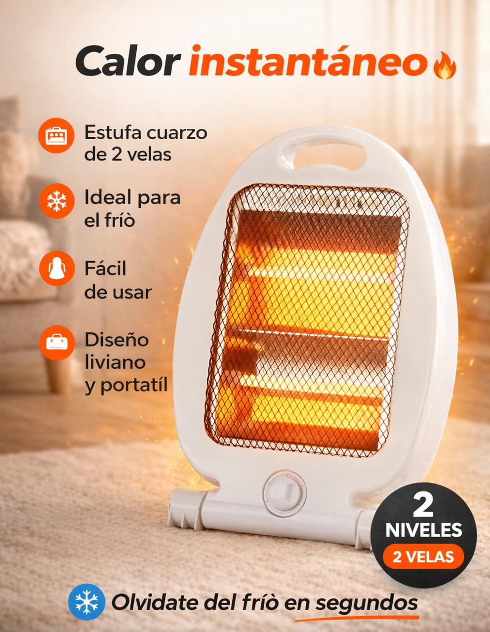 ESTUFA DE CUARZO 2 VELAS