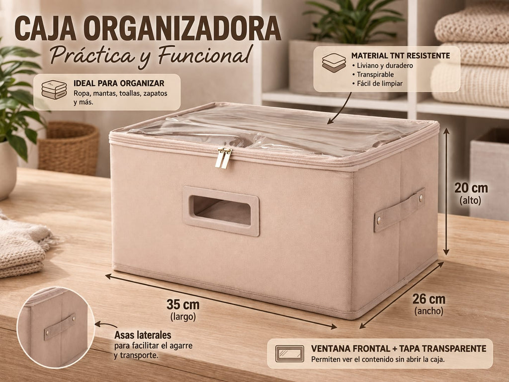 CAJA ORGANIZADORA PLEGABLE MULTIUSO CON TAPA