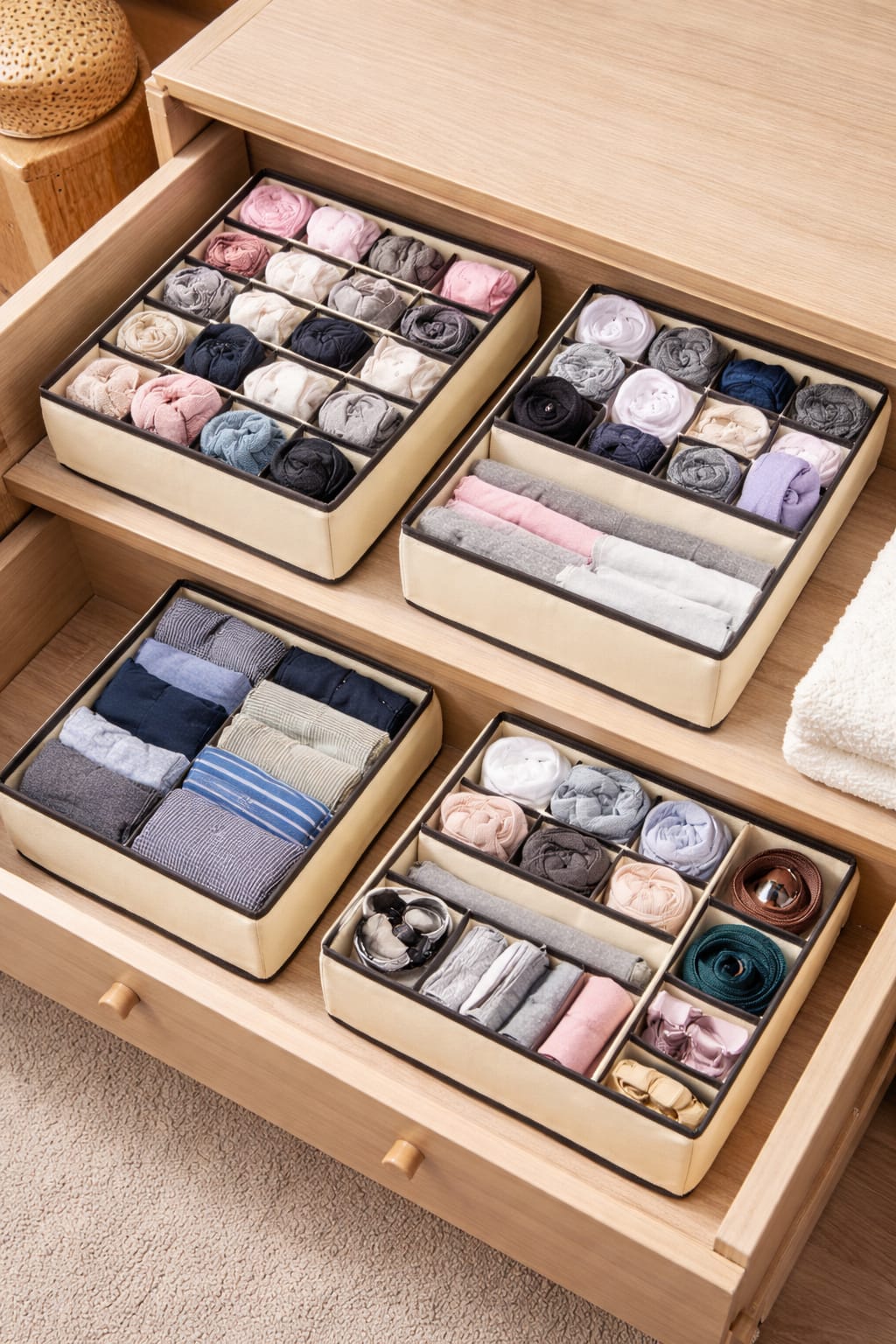 KIT DE ORGANIZADOR DE ROPA INTERIOR X4 PLEGABLES