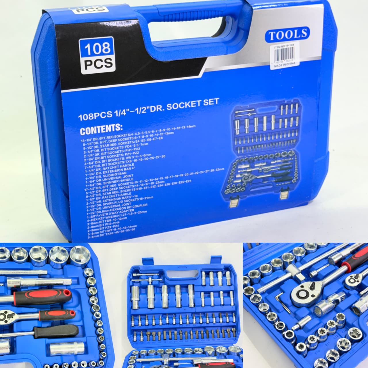 CAJA DE TUBO CON HERRAMIENTAS 108 PCS | MALETIN