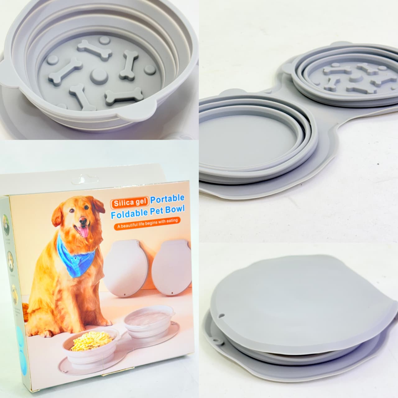 COMEDERO Y BEBEDERO PARA MASCOTAS PLEGABLE