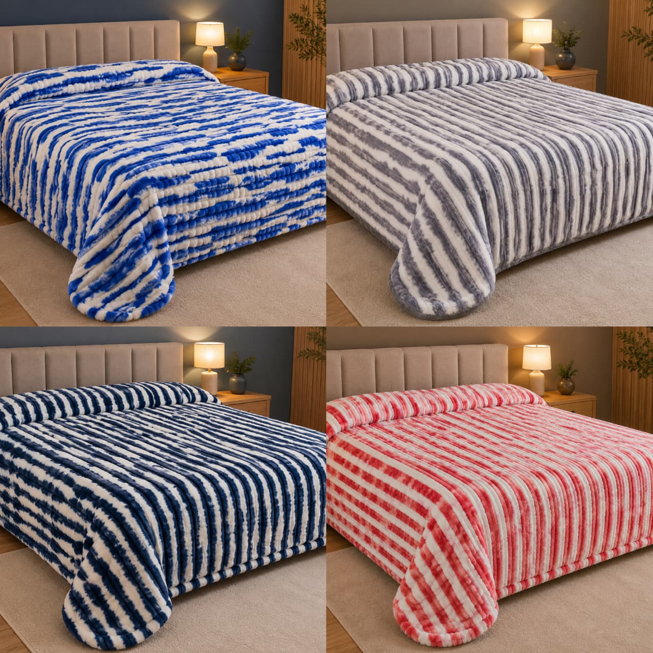 MANTA FRANNEL PREMIUM RAYADA COMBINADA