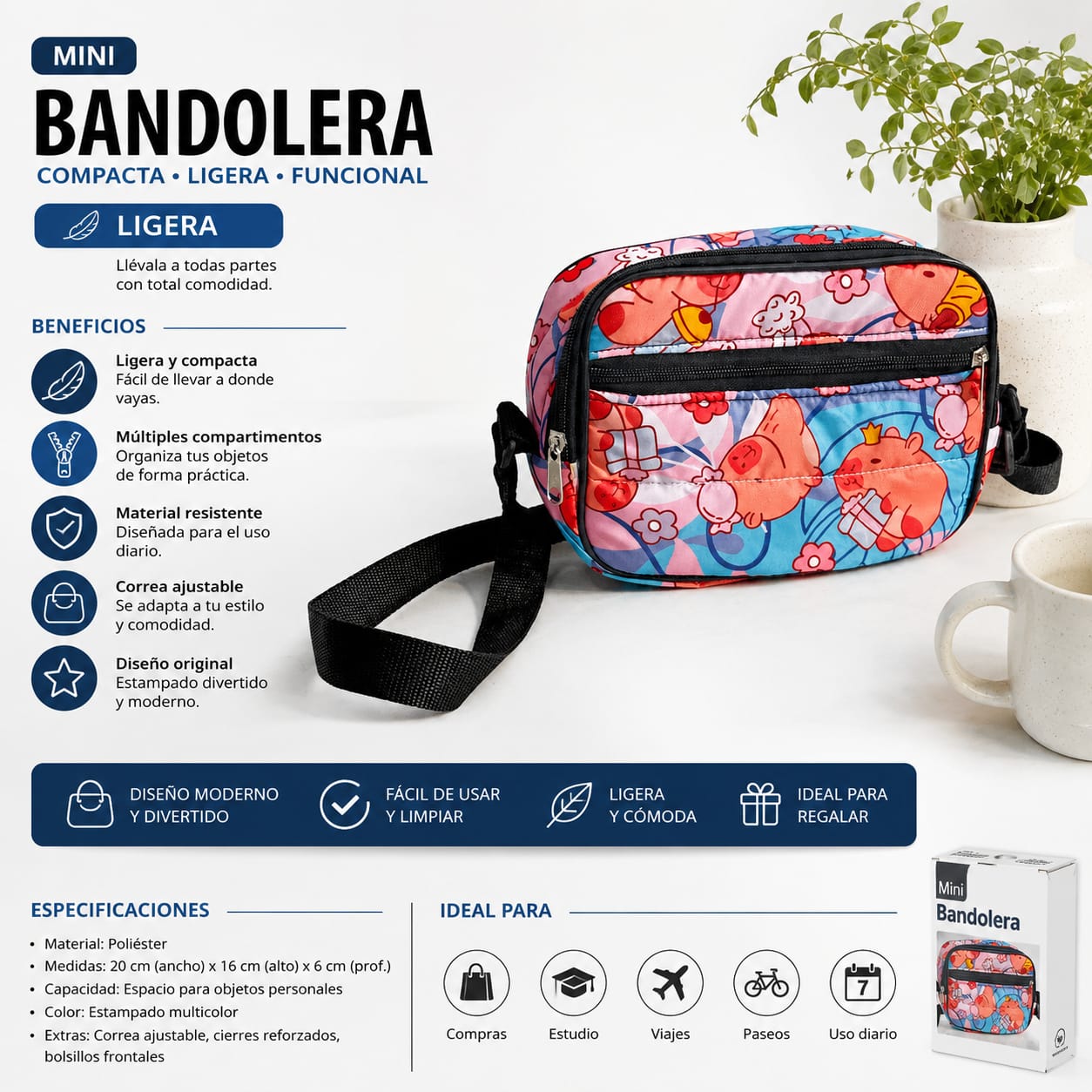 MINI BANDOLERA/LONCHERA MULTIFUNCIONAL