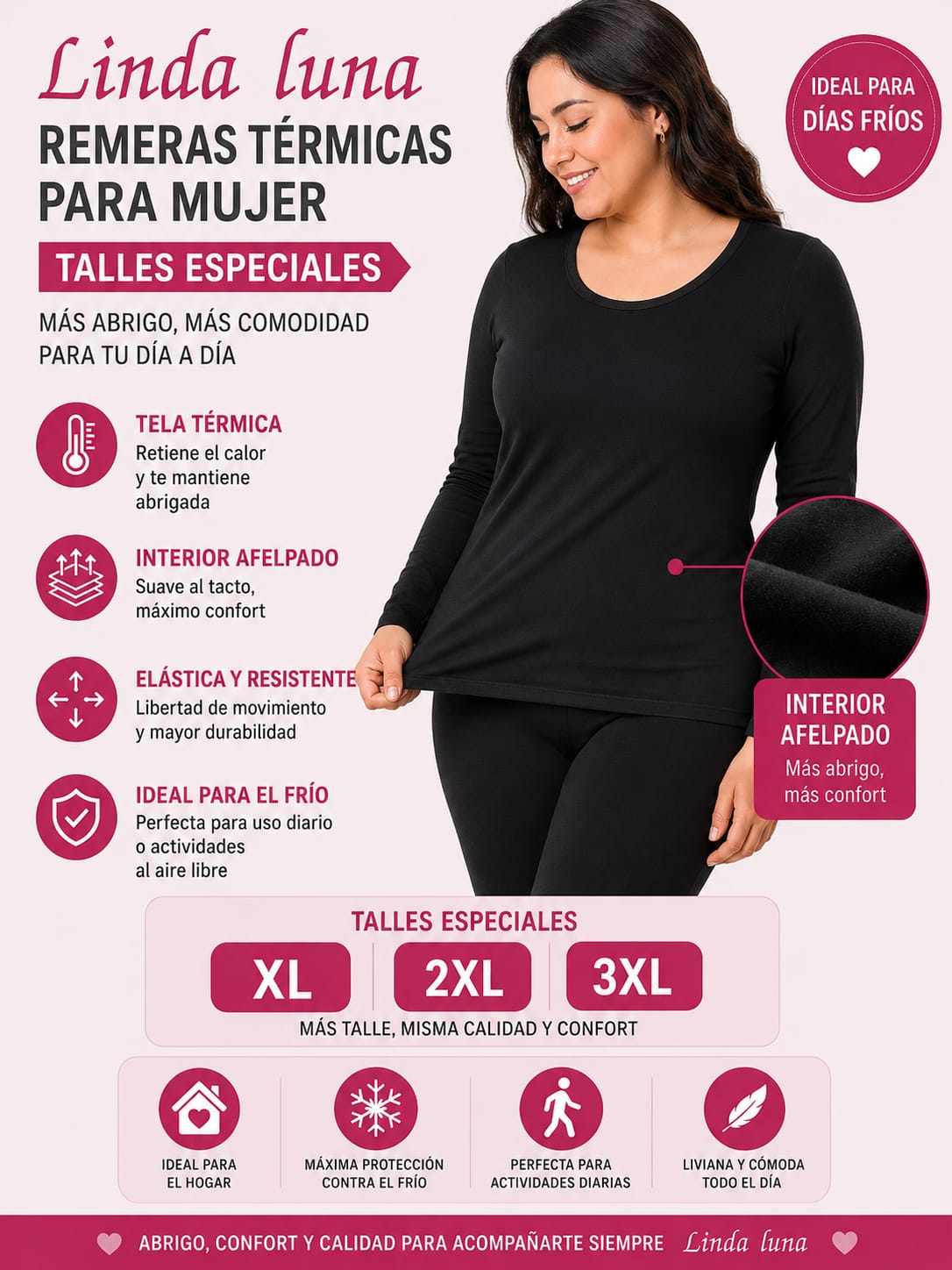 REMERA TÉRMICA PARA MUJER | TALLES ESPECIALES