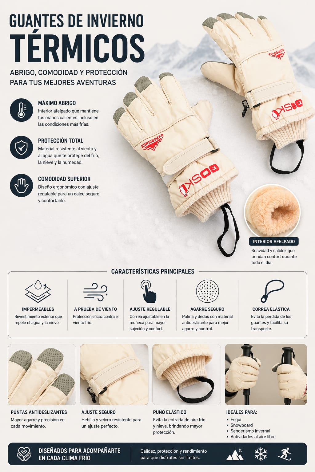 GUANTES DE INVIERNO TERMICOS IMPERMEABLES