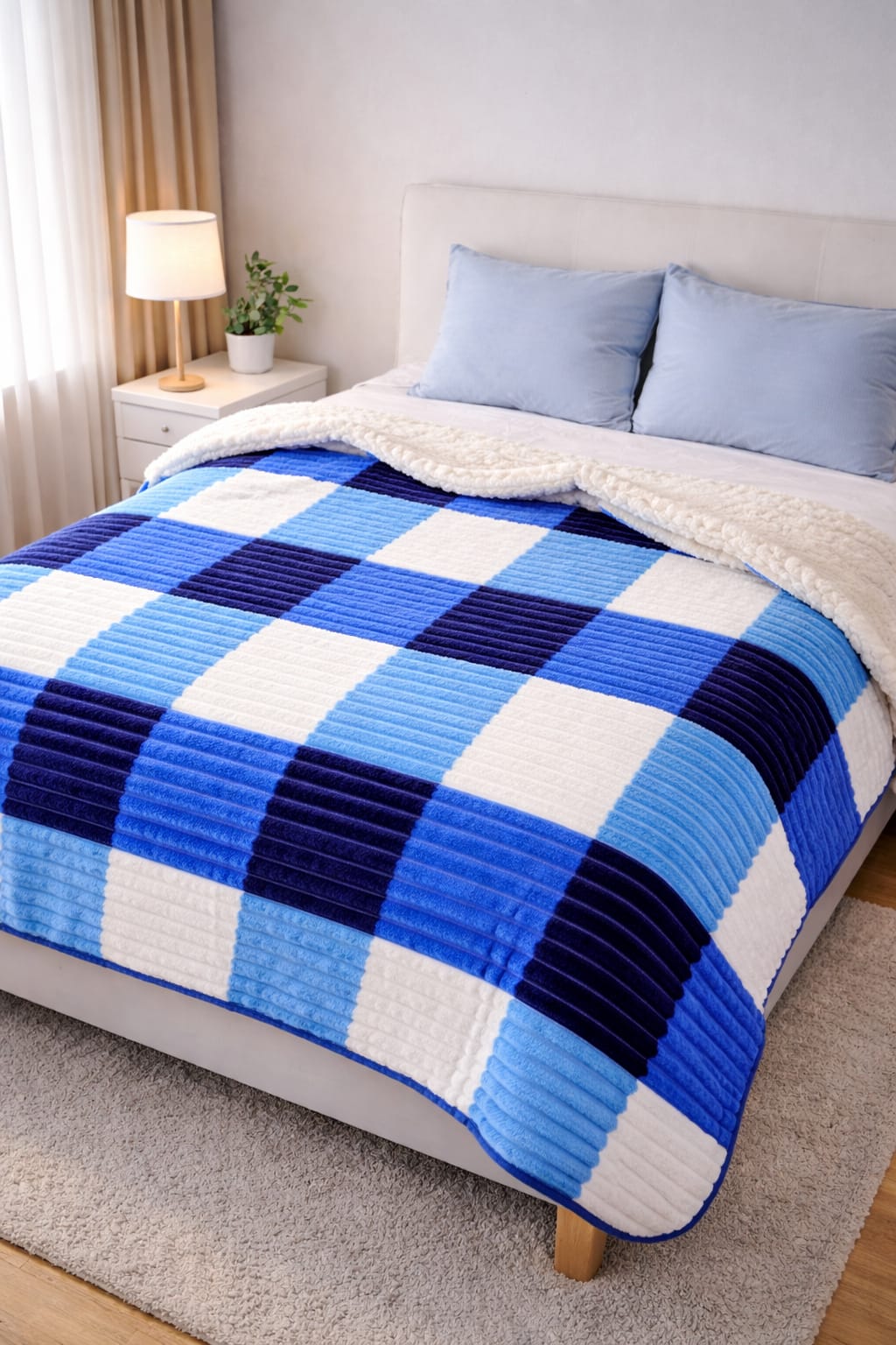 🛏️ *MANTA ESCOCESA CON CORDERITO*