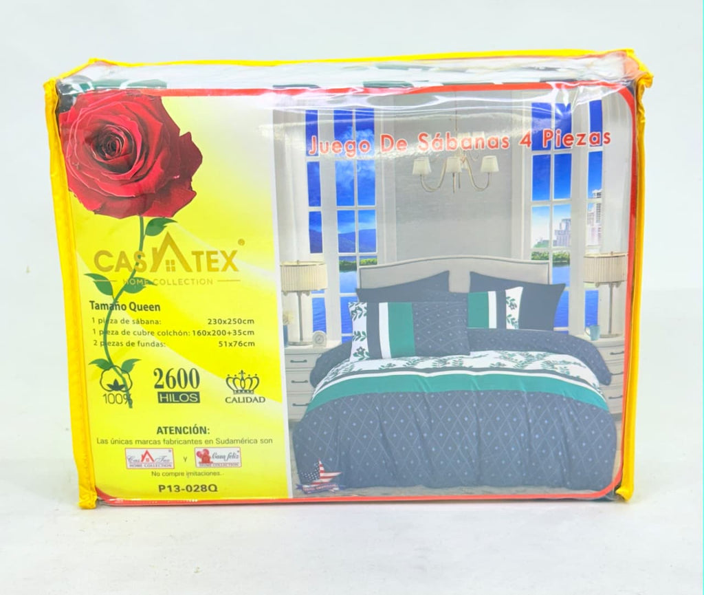 JUEGO DE SÁBANAS 4 PIEZAS CASATEX QUEEN