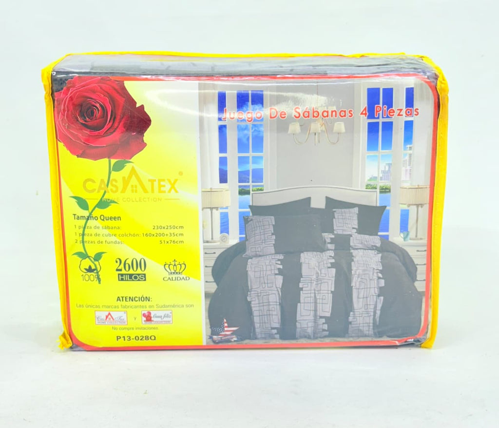 JUEGO DE SÁBANAS 4 PIEZAS CASATEX QUEEN