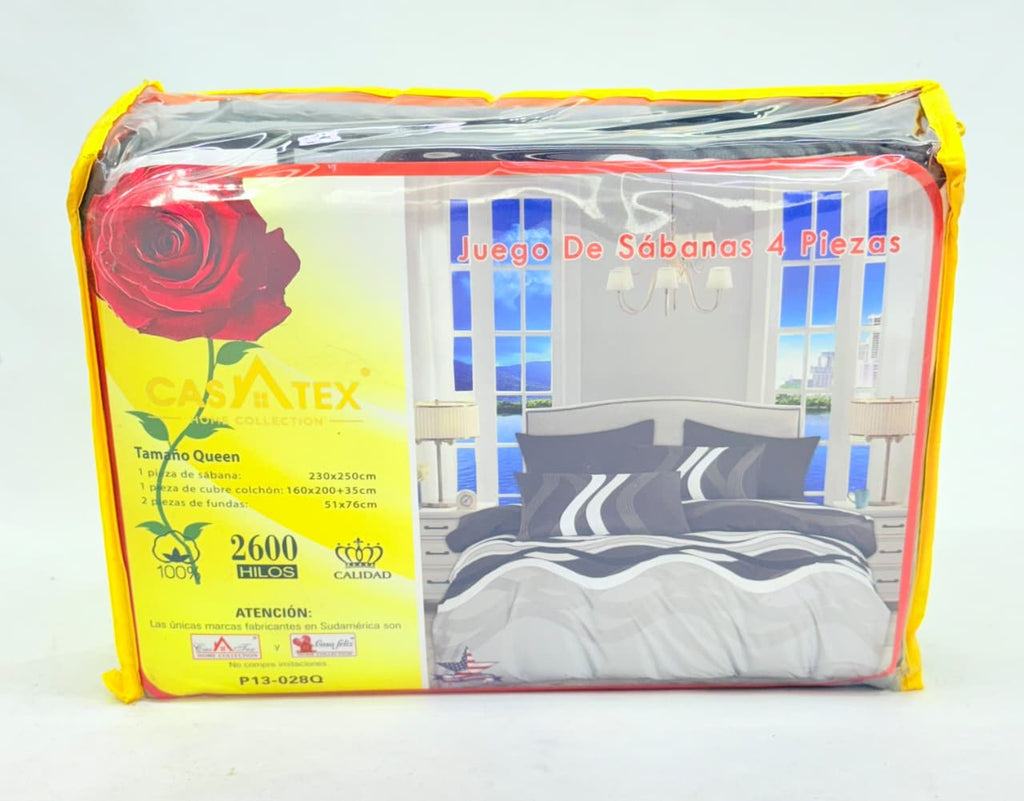 JUEGO DE SÁBANAS 4 PIEZAS CASATEX QUEEN