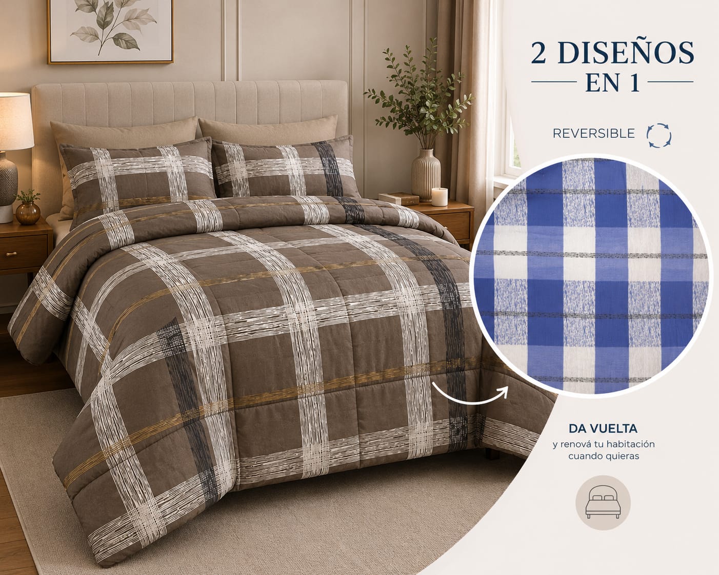 ACOLCHADO / CUBRECAMA REVERSIBLE ESTAMPADO