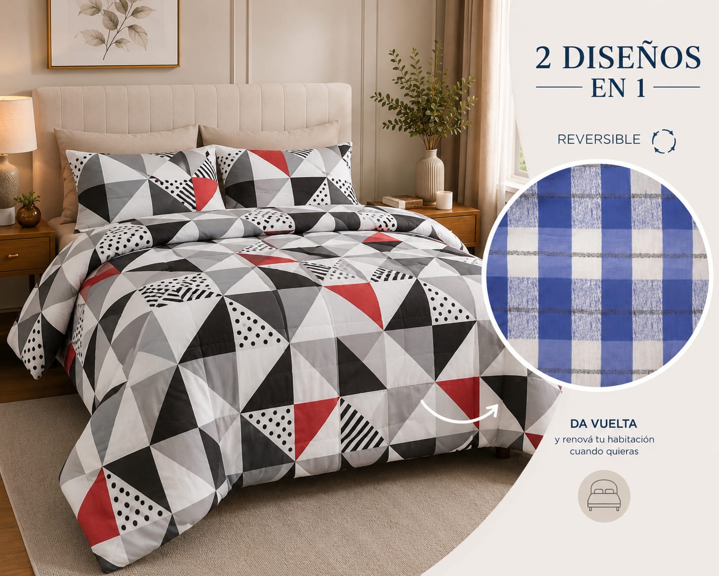 ACOLCHADO / CUBRECAMA REVERSIBLE ESTAMPADO