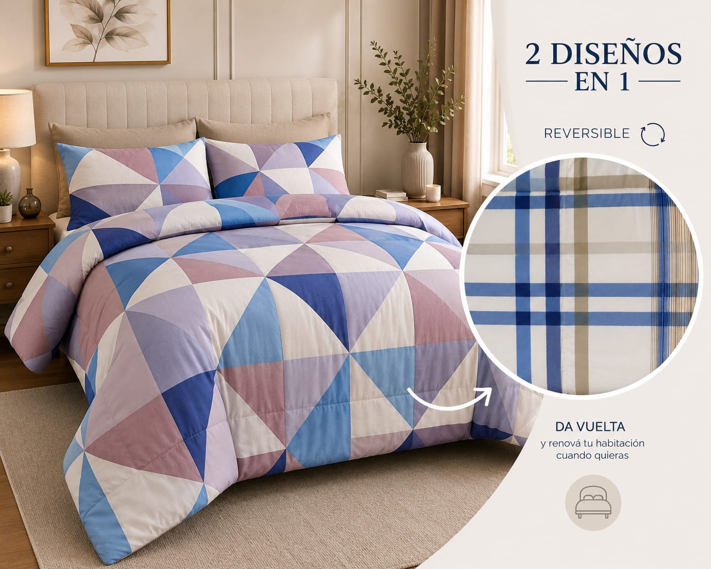 ACOLCHADO / CUBRECAMA REVERSIBLE ESTAMPADO