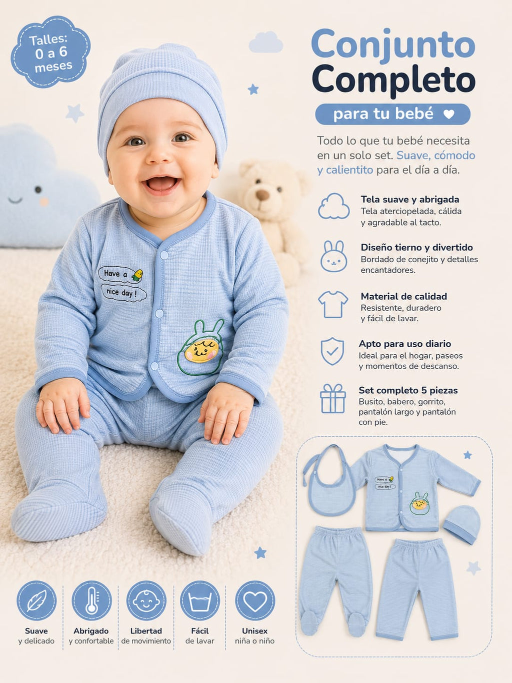 CONJUNTO PARA BEBE 5 PCS
