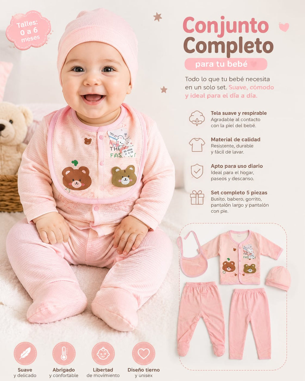 CONJUNTO PARA BEBE 5 PCS